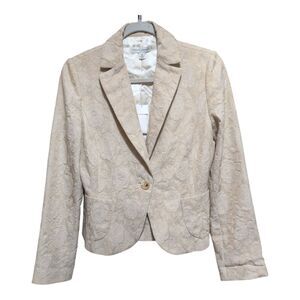 NWT Banana Republic cream gold blazer Baroque tapestry metallic holiday flaw 8